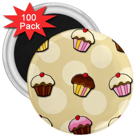 Colorful cupcakes pattern 3  Magnets (100 pack) from ArtsNow.com Front