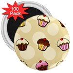 Colorful cupcakes pattern 3  Magnets (100 pack)