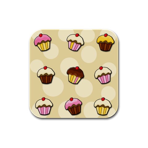 Colorful cupcakes pattern Rubber Square Coaster (4 pack)  from ArtsNow.com Front