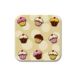 Colorful cupcakes pattern Rubber Square Coaster (4 pack) 