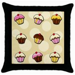 Colorful cupcakes pattern Throw Pillow Case (Black)