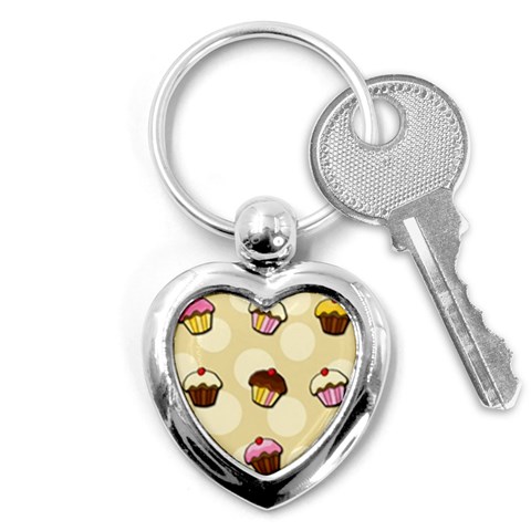 Colorful cupcakes pattern Key Chains (Heart)  from ArtsNow.com Front