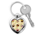 Colorful cupcakes pattern Key Chains (Heart) 