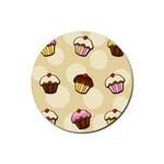 Colorful cupcakes pattern Rubber Coaster (Round) 