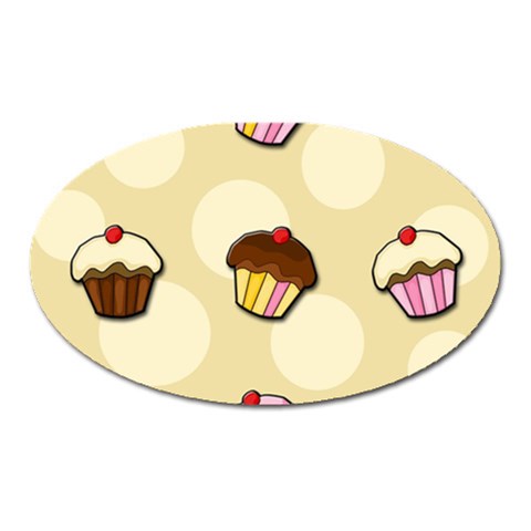 Colorful cupcakes pattern Oval Magnet from ArtsNow.com Front