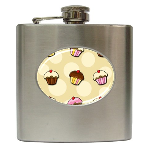 Colorful cupcakes pattern Hip Flask (6 oz) from ArtsNow.com Front