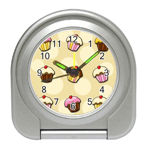 Colorful cupcakes pattern Travel Alarm Clocks from ArtsNow.com Front
