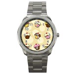 Colorful cupcakes pattern Sport Metal Watch