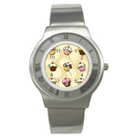 Colorful cupcakes pattern Stainless Steel Watch