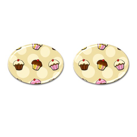 Colorful cupcakes pattern Cufflinks (Oval) from ArtsNow.com Front(Pair)