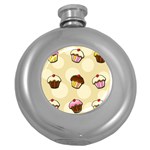 Colorful cupcakes pattern Round Hip Flask (5 oz)