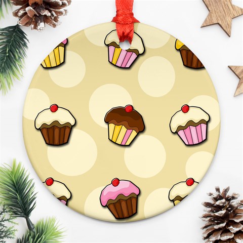 Colorful cupcakes pattern Round Ornament (Two Sides)  from ArtsNow.com Front