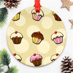 Colorful cupcakes pattern Round Ornament (Two Sides)  from ArtsNow.com Back