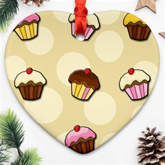 Colorful cupcakes pattern Heart Ornament (2 Sides) from ArtsNow.com Front