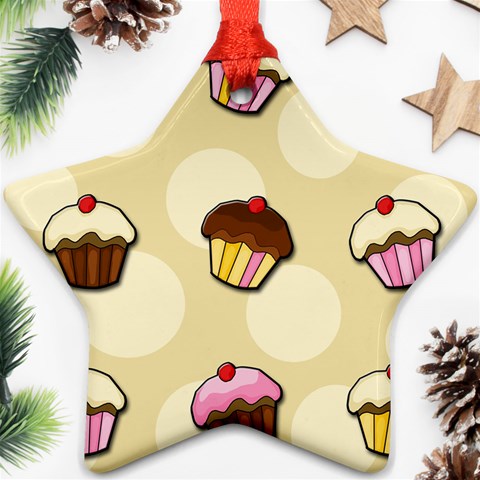 Colorful cupcakes pattern Star Ornament (Two Sides)  from ArtsNow.com Front