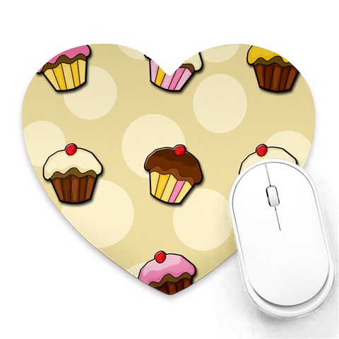 Colorful cupcakes pattern Heart Mousepads from ArtsNow.com Front