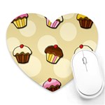 Colorful cupcakes pattern Heart Mousepads