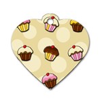 Colorful cupcakes pattern Dog Tag Heart (One Side)