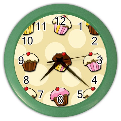 Colorful cupcakes pattern Color Wall Clocks from ArtsNow.com Front