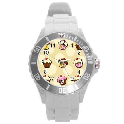Colorful cupcakes pattern Round Plastic Sport Watch (L) from ArtsNow.com Front
