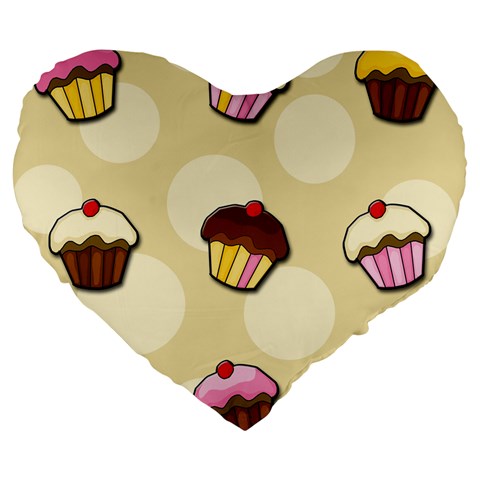 Colorful cupcakes pattern Large 19  Premium Heart Shape Cushions from ArtsNow.com Front