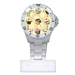 Colorful cupcakes pattern Plastic Nurses Watch