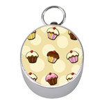 Colorful cupcakes pattern Mini Silver Compasses