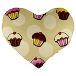 Colorful cupcakes pattern Large 19  Premium Flano Heart Shape Cushions