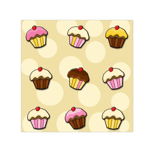 Colorful cupcakes pattern Small Satin Scarf (Square) from ArtsNow.com Front