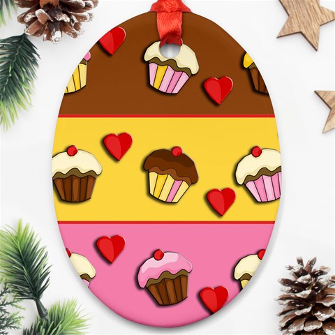 Love cupcakes Ornament (Oval)  from ArtsNow.com Front