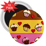 Love cupcakes 3  Magnets (10 pack) 