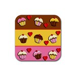 Love cupcakes Rubber Coaster (Square) 