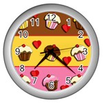 Love cupcakes Wall Clocks (Silver) 