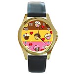 Love cupcakes Round Gold Metal Watch