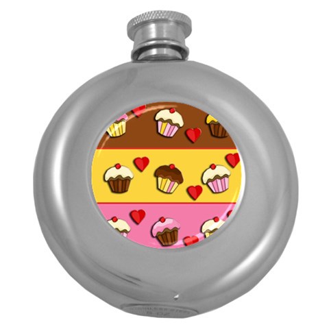 Love cupcakes Round Hip Flask (5 oz) from ArtsNow.com Front