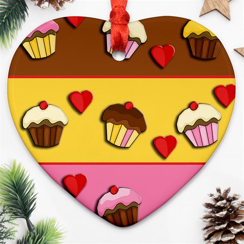 Love cupcakes Heart Ornament (2 Sides) from ArtsNow.com Front