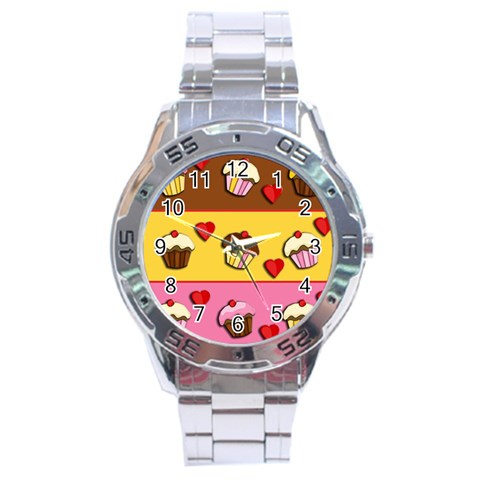 Love cupcakes Stainless Steel Analogue Watch from ArtsNow.com Front