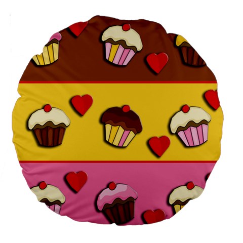 Love cupcakes Large 18  Premium Round Cushions from ArtsNow.com Front
