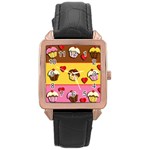 Love cupcakes Rose Gold Leather Watch 