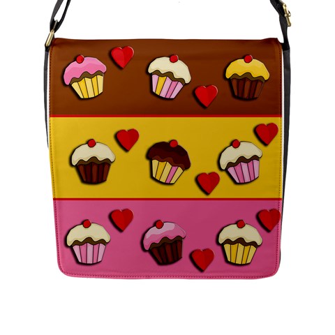 Love cupcakes Flap Messenger Bag (L)  from ArtsNow.com Front