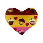 Love cupcakes Standard 16  Premium Flano Heart Shape Cushions