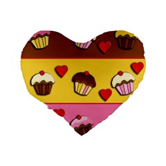 Love cupcakes Standard 16  Premium Flano Heart Shape Cushions from ArtsNow.com Back