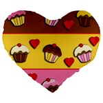 Love cupcakes Large 19  Premium Flano Heart Shape Cushions