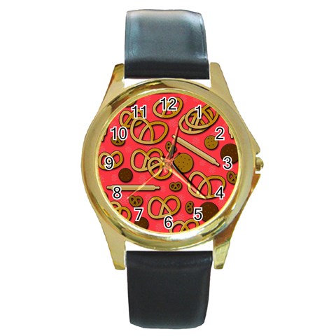 Bakery Round Gold Metal Watch from ArtsNow.com Front