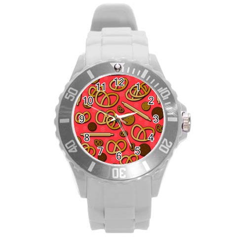 Bakery Round Plastic Sport Watch (L) from ArtsNow.com Front