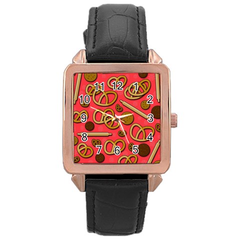 Bakery Rose Gold Leather Watch  from ArtsNow.com Front