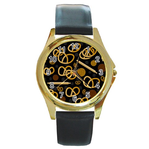 Bakery 2 Round Gold Metal Watch from ArtsNow.com Front