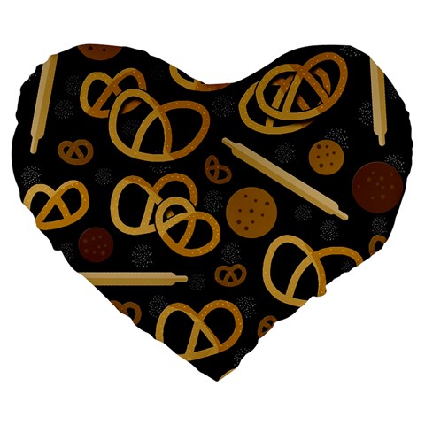 Bakery 2 Large 19  Premium Flano Heart Shape Cushions from ArtsNow.com Front