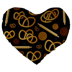 Bakery 2 Large 19  Premium Flano Heart Shape Cushions from ArtsNow.com Front