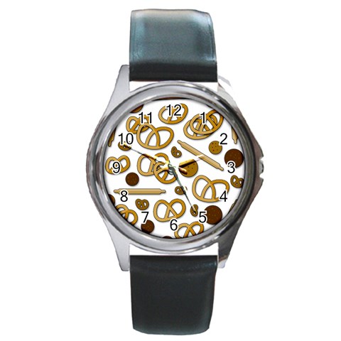 Bakery 3 Round Metal Watch from ArtsNow.com Front